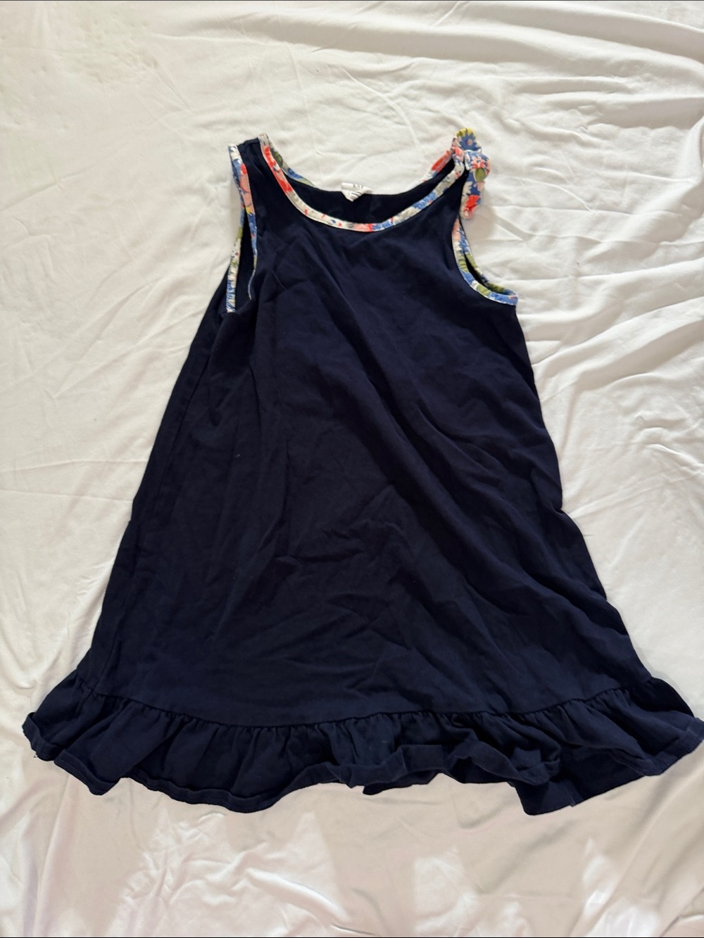 GAP Navy Sleeveless Dress with Floral Trim